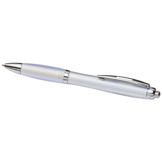 Curvy ballpoint pen with frosted barrel and grip