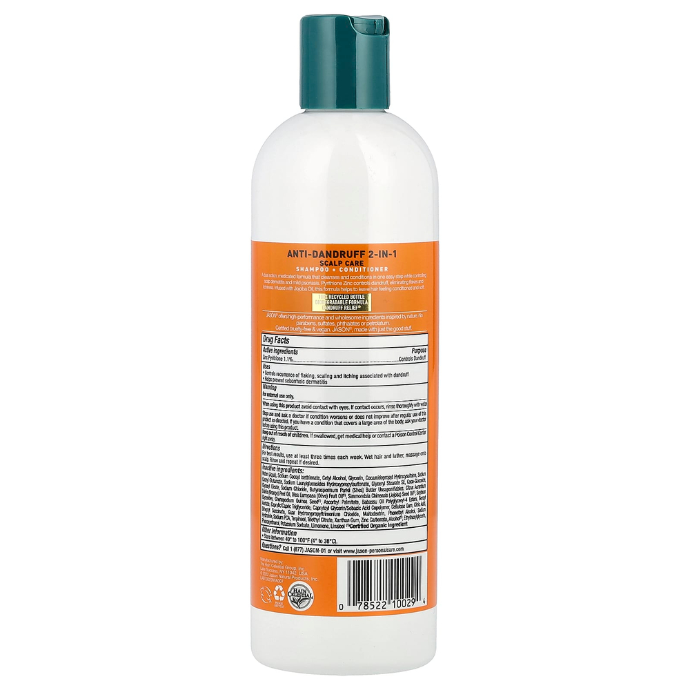 Jason Natural, лечебно-профилактический шампунь и кондиционер «2 в 1» для защиты кожи головы от перхоти, 355 мл (12 жидк. унций)