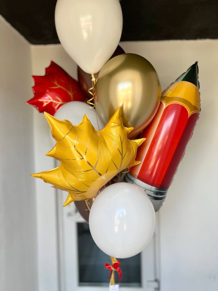 Воздушные шары кленовый лист/карандаш №3684