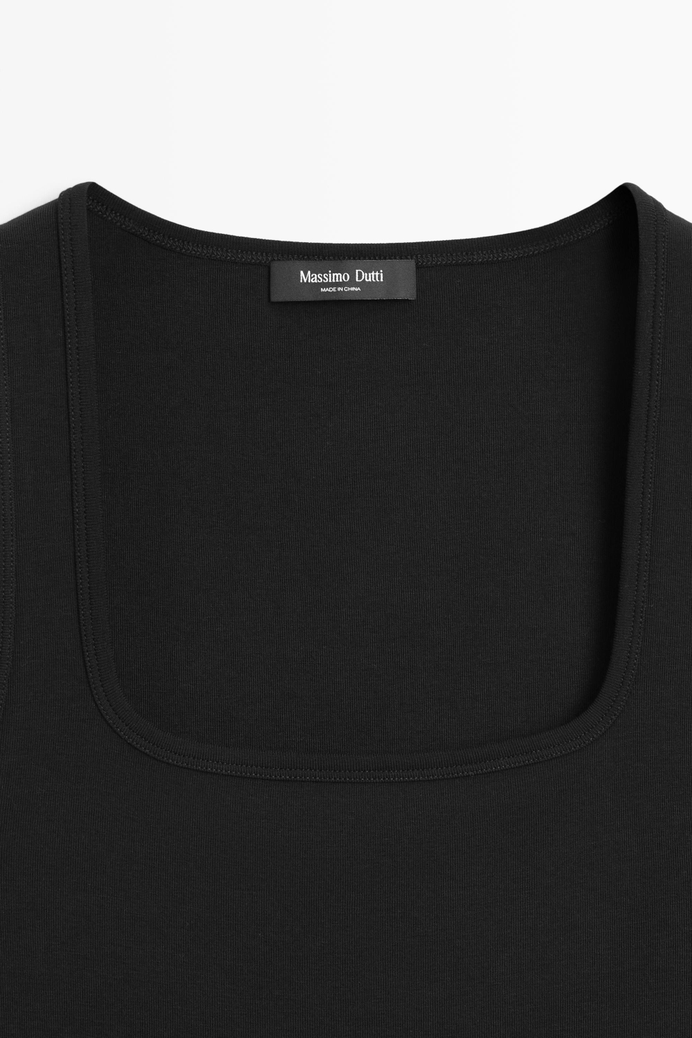 Massimo Dutti Топ из хлопка с квадратным вырезом, черный