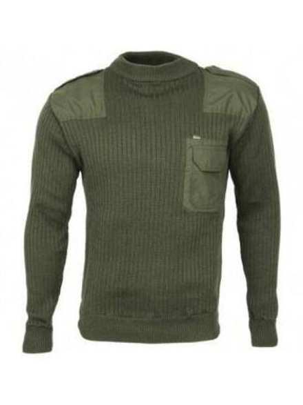 Джемпер оливковый вязаный с нагрудным карманом