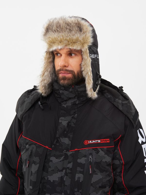 Шапка ушанка зимняя Reflect ткань Reflex Membrane цвет Чёрный иск. мех Волк