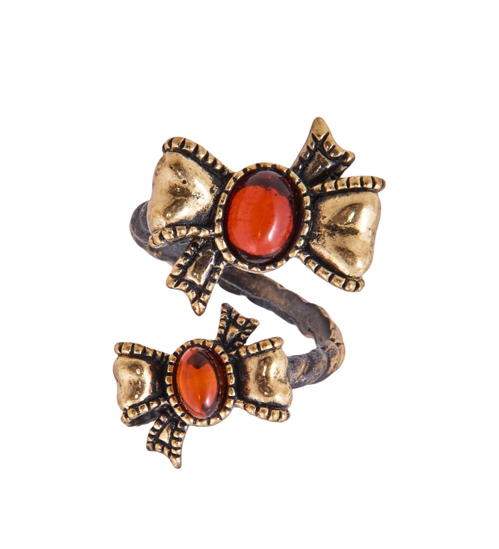 AM-3855 Кольцо «Бантики» (латунь, янтарь)