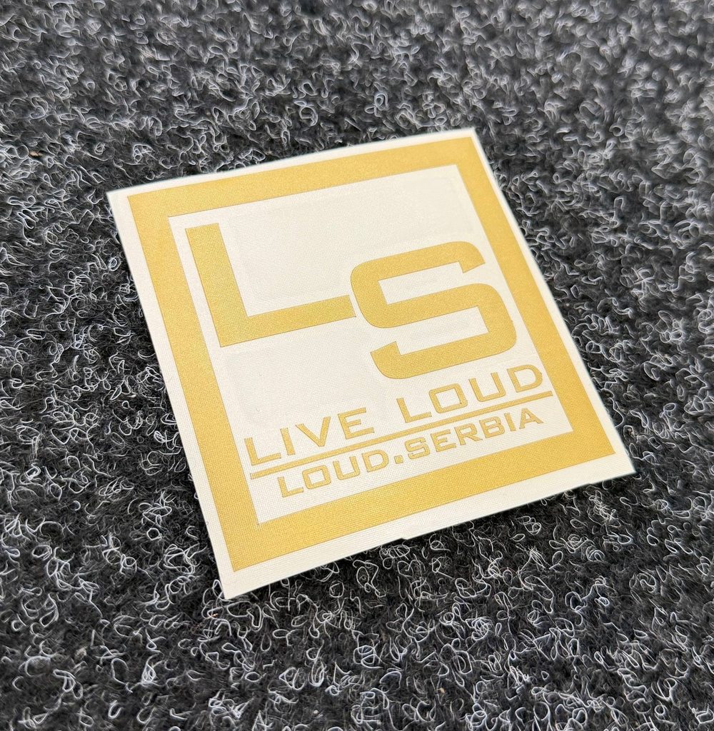 Nalepnica "Live Loud" (8cm x 8cm ; Zlatna boja)