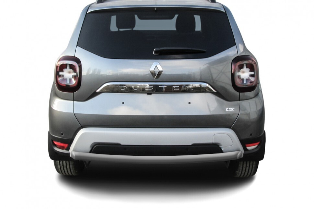 Защита заднего бампера Renault Duster (2020-2023) d57 серебристая