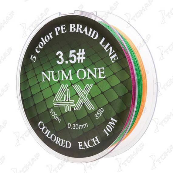 Шнур NUM ONE PE4X-100M 3.5#/0,310 mm Multi Colour Ryobi