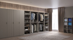 Шкаф-пенал для одежды, стеллаж Париж, серый