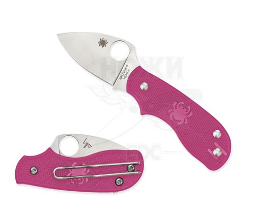 Складной нож Spyderco Squeak Pink C154PPN c клинком из стали Böhler N690Co, рукоять FRN
