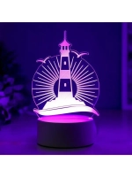 Светильник 3D ночник RISALUX «Маяк», LED RGB, от сети, 9.5×1