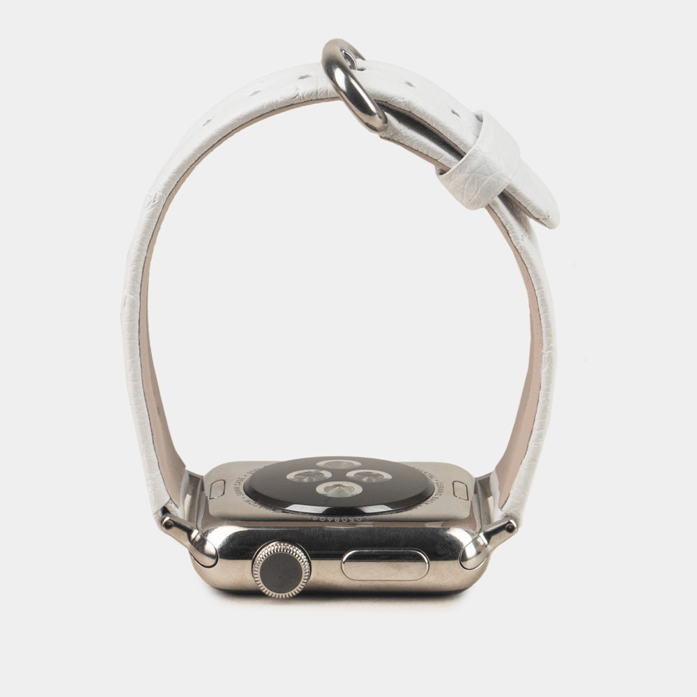 Ремешок для Apple Watch 40/41/42 mm из кожи страуса, белого цвета