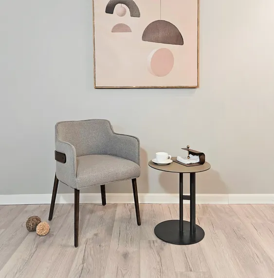 Стол журнальный 4488, Ø43х47 см, металл, экокожа