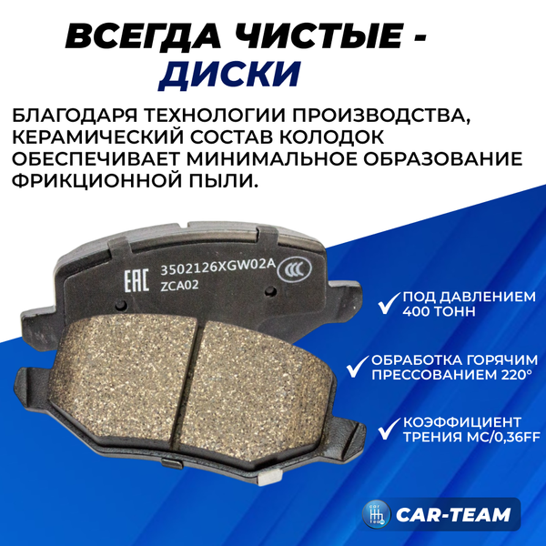 Колодки тормозные задние (керамические) Haval Jolion 2WD, Great Wall (арт. ZCP-1288)