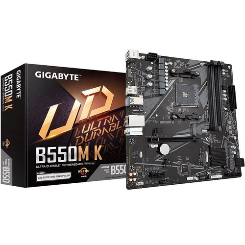 Материнская плата GIGABYTE B550M K (AM4/AMD B550/4xDDR4/PCI-Ex16/2xM.2/SB7.1/GLAN/DisplayPort/HDMI/mATX)