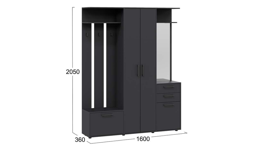 Прихожая с зеркалом комплект мебели Дуб Сонома/Белый Ясень 160х36х205 см