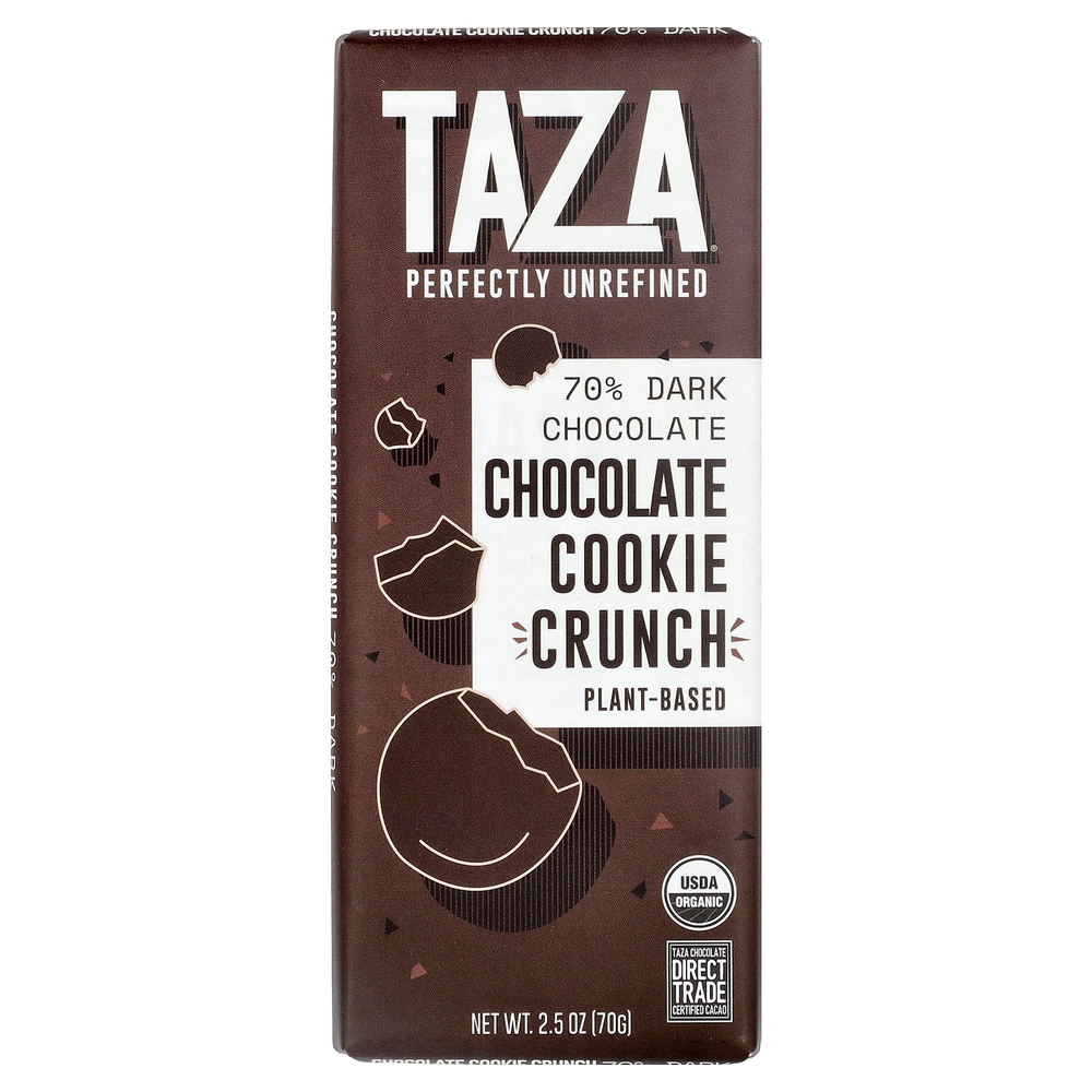 Taza Chocolate, 70% темный шоколад, хрустящее шоколадное печенье, 70 г (2,5 унции)