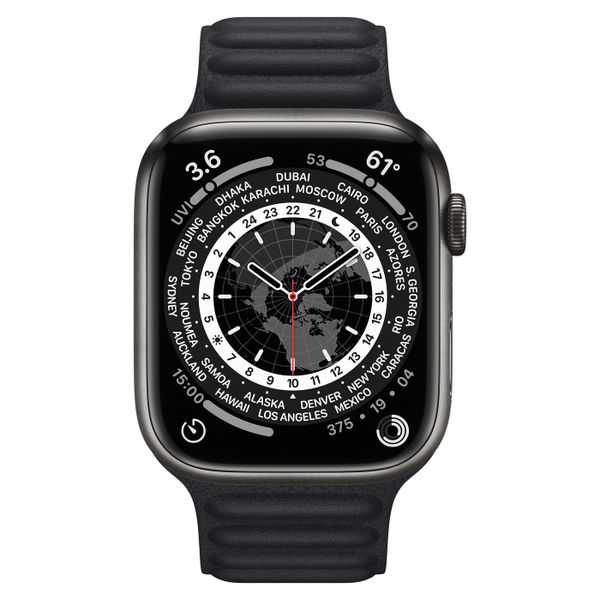 Умные часы Apple Watch Series 7 GPS + Cellular 45mm Space Black Titanium Case with Midnight Leather Link