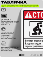 Табличка для обеспечения безопасности "Стоп, впереди опасная зона", для офиса, по охране труда для предприятия, организаций, 40х30 см, Silver Plane x Айдентика Технолоджи
