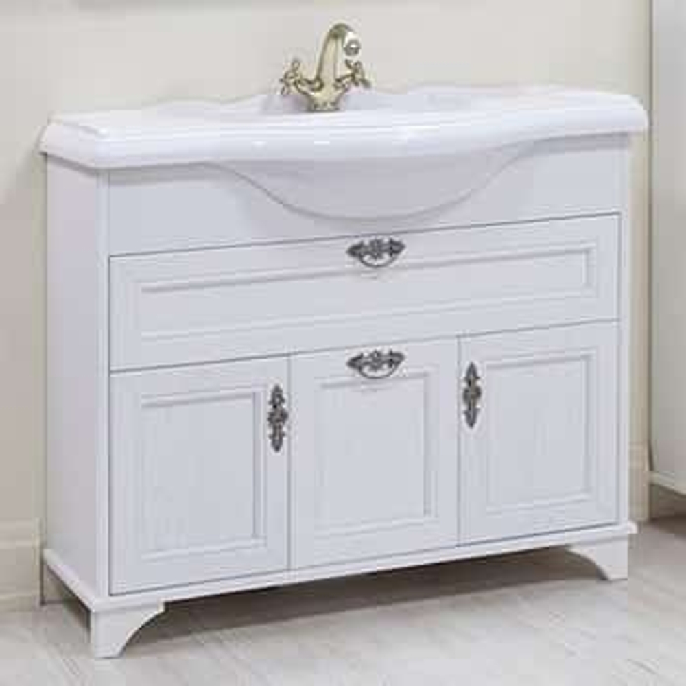 Тумба под раковину, ИДЕЛЬ, 105, дуб, белая