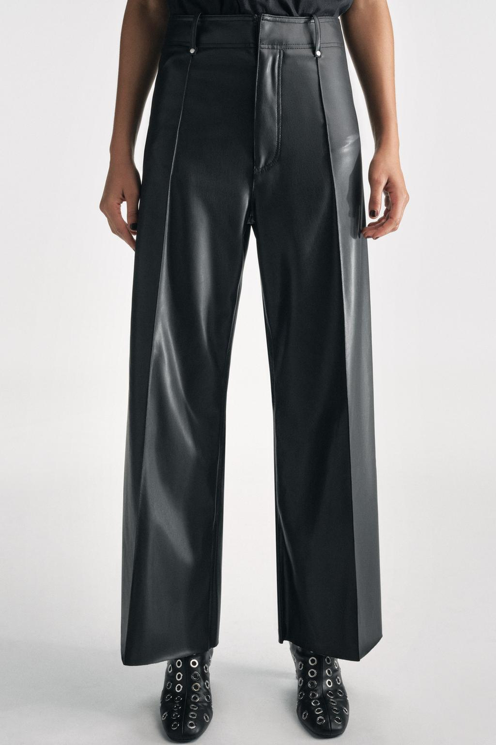 Брюки wide-leg из искусственной кожи — zw collection