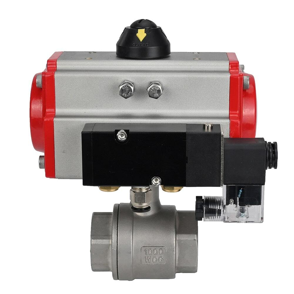 Stainless steel ball valve Elephant kshmp316-elephant-da-4m310-110/220v, body material - stainless steel AISI 316, ball material - stainless steel AISI 316, seal - PTFE, pneumatic actuator operated