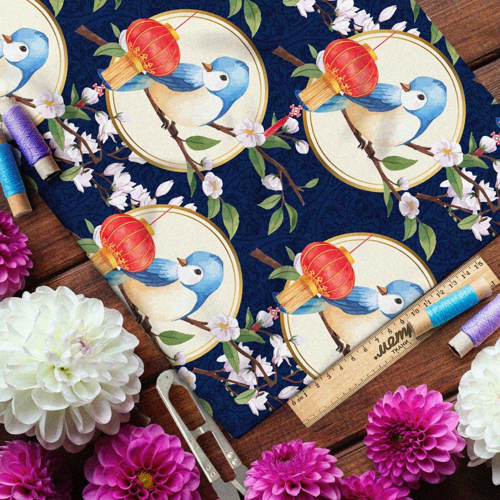 Ткань барби воробей и красный фонарь