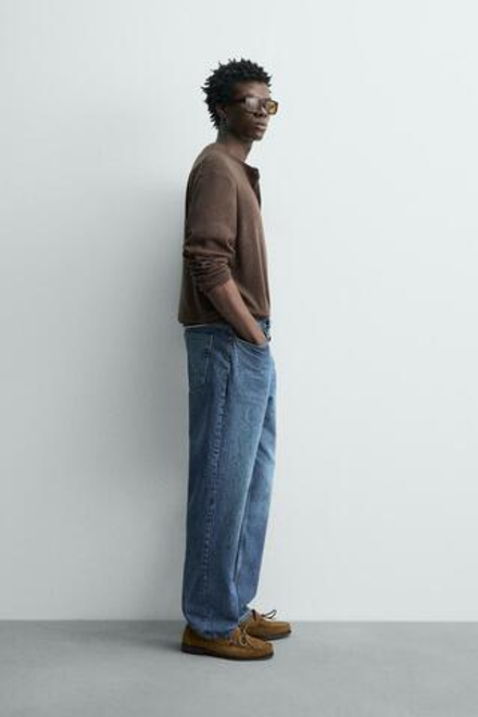 ZARA СВИТЕР С ВОРОТНИКОМ НА ПУГОВИЦАХ, ШОКОЛАДНЫЙ