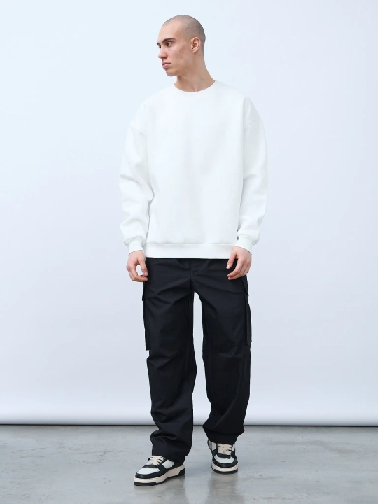 Свитшот оверсайз, с начесом (белый)