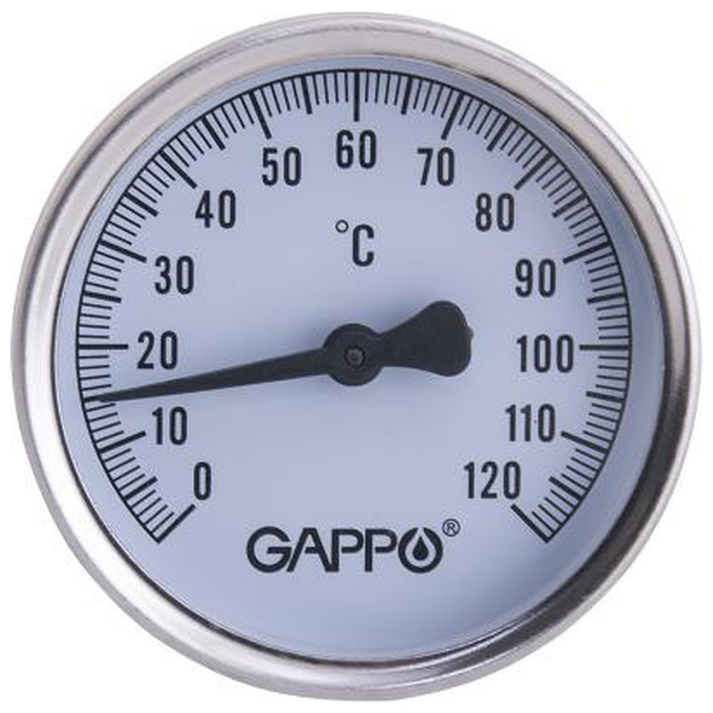 Термометр Gappo биметаллический с погружной гильзой 1/2" x 0-120 гр.