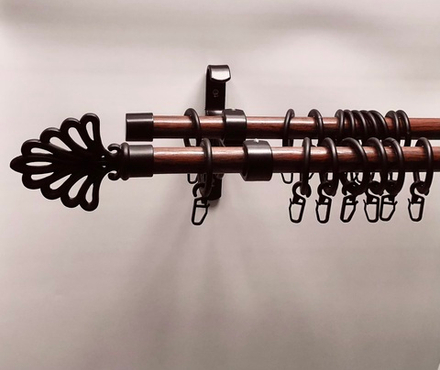 Карниз кованый "Готика Палмера" двухрядный d20/20 мм, цвет красное дерево/черный