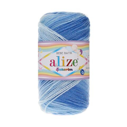 Секерим бэби (Sekerim bebe) пряжа Alize 100%акрил 5х100г/320м (3481 белый-голубой)