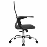 Кресло МЕТТА "SU-C-8-Т" хром, с подлокотниками, ткань-сетка, сиденье мягкое, серое