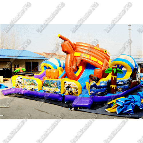 Коммерческий надувной батут "Искатели сокровищ" 11*10*57 м