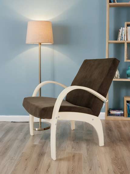 Кресло для отдыха Денди шпон, Ткань ультра шоколад, каркас дуб шампань шпон