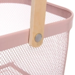Корзина для хранения металлическая с деревянными ручками «ФАРГО», цвет пудровый, 19*24,5*40см (лейбл Селфи)