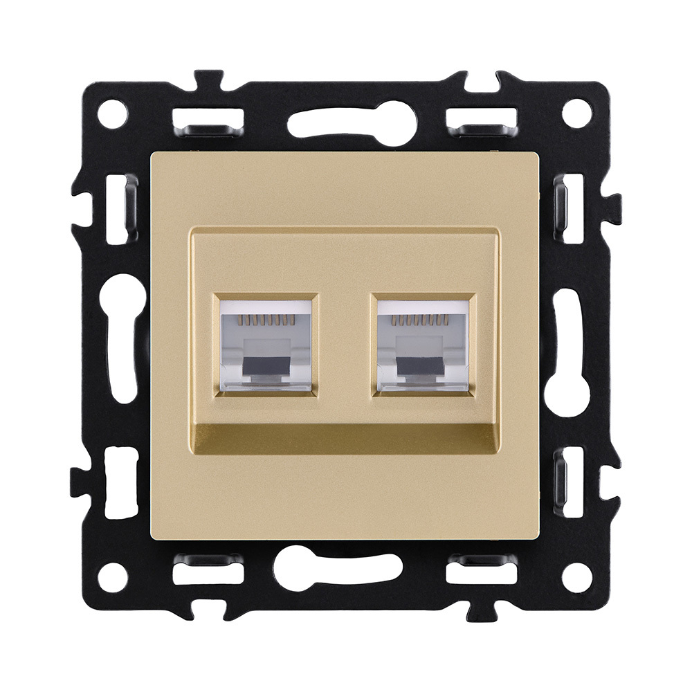 Розетка двойная Ethernet RJ45 Cat.6, золотой Kollinger Asthetik AS-018GD