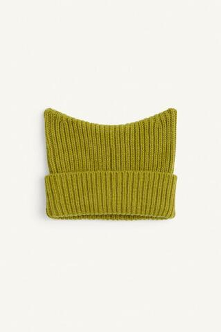 ZARA ВЯЗАНАЯ ШАПКА, ОЛИВКОВО-ЗЕЛЕНЫЙ