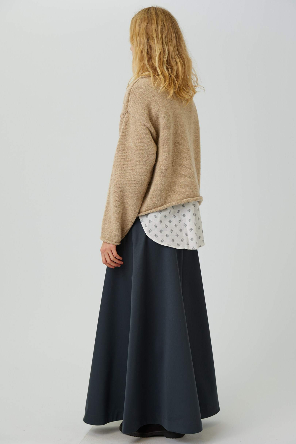 Юбка макси из серо-голубой шерсти