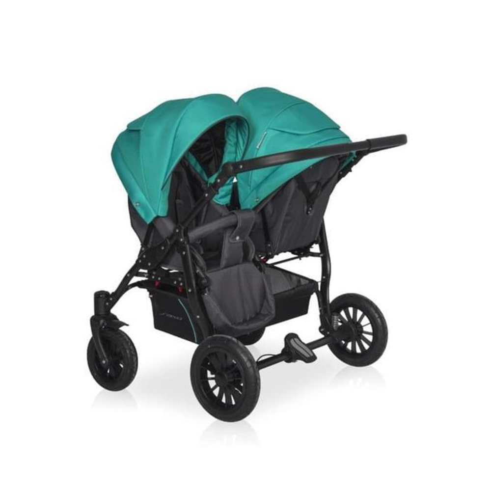 Коляска для близнецов SAXO  (RIKO BASIC) 01 бирюзовый-чёрный
