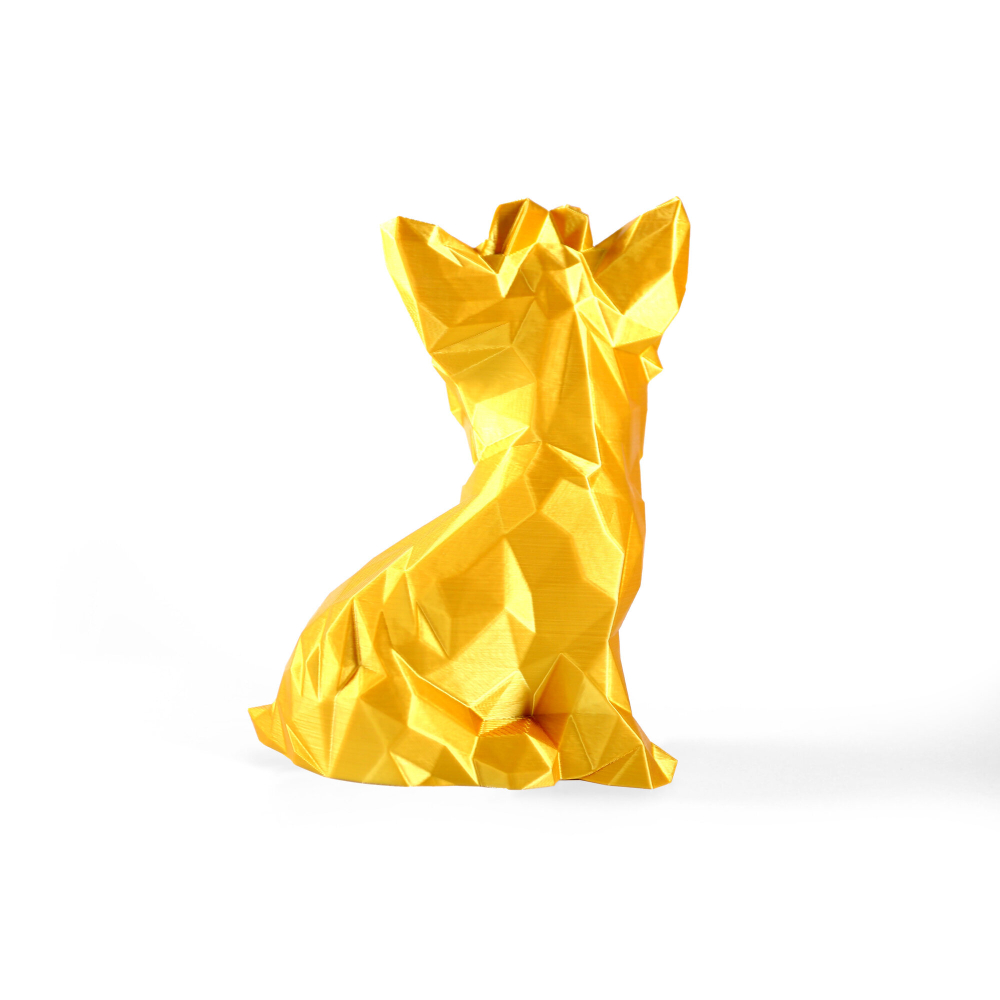 Статуэтка собаки породы Йорк (York dog) полигональная 160мм, 3D печать, золотой