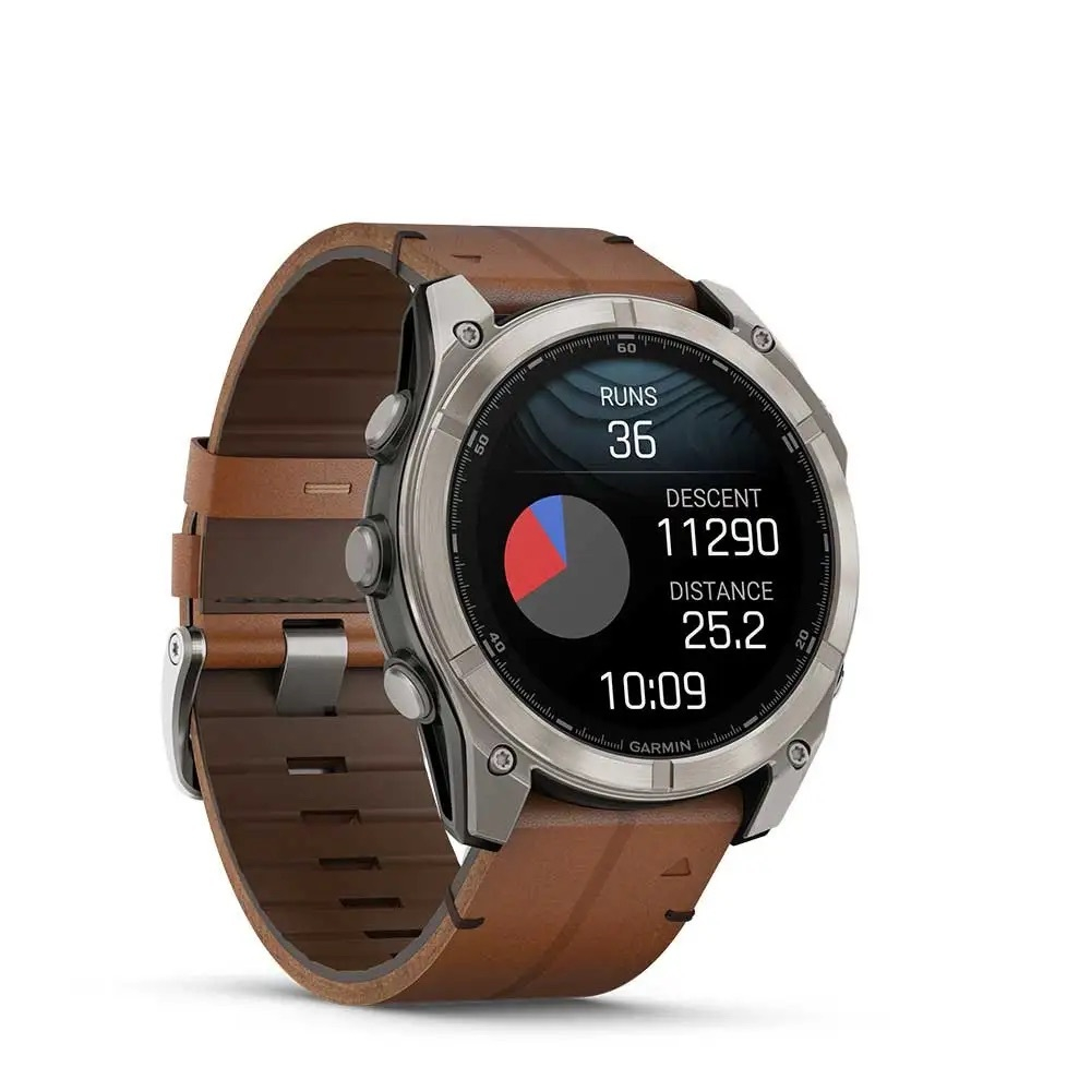 Умные часы Garmin Fenix 8, 51 мм, AMOLED, Sapphire bare Titanium, black with chestnut leather band plus graphite silicone band