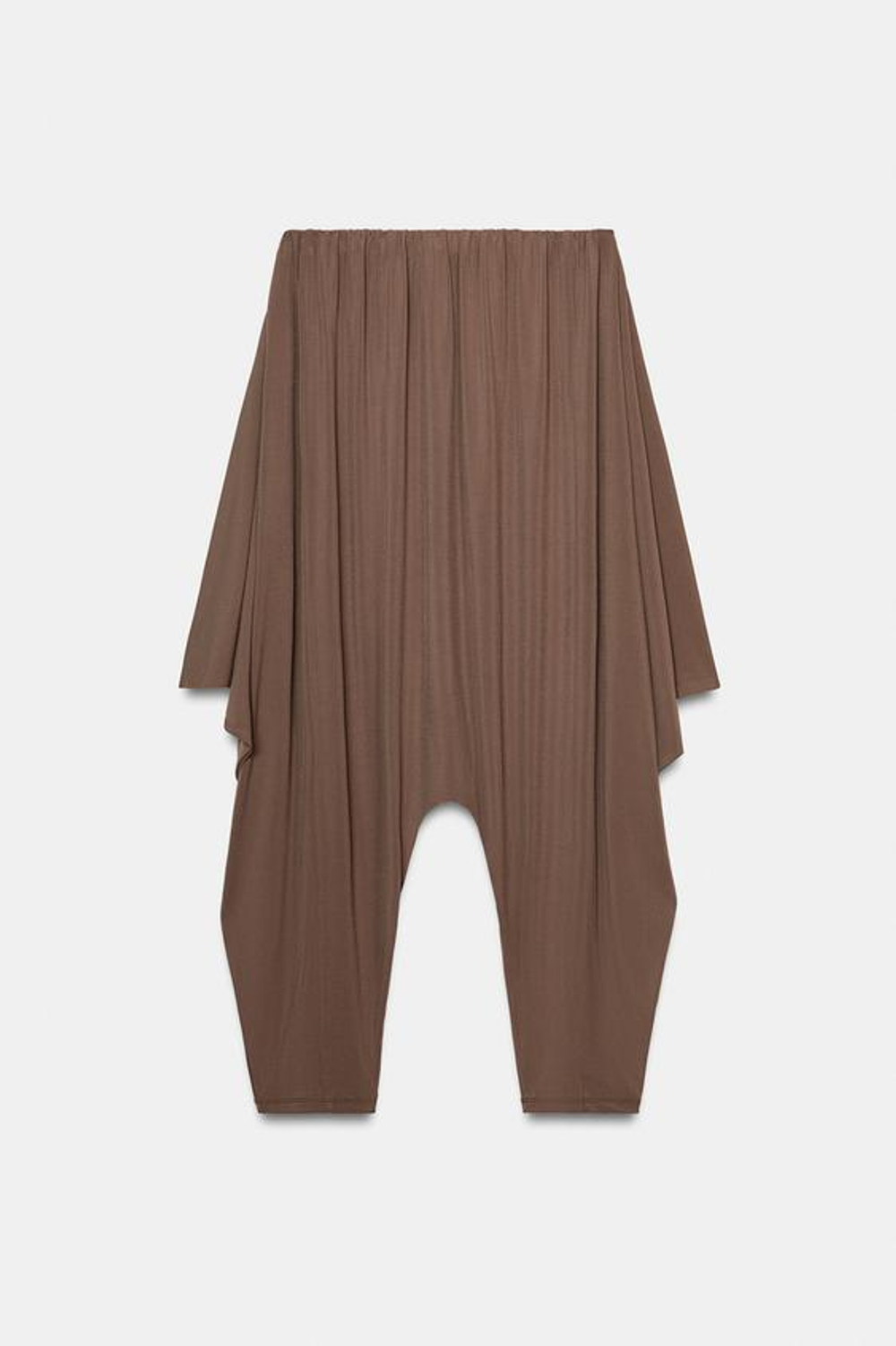 ZARA АCИММЕТРИЧНЫЕ БРЮКИ BAGGY ИЗ СТРУЯЩЕЙСЯ ТКАНИ, СВЕТЛО-КОРИЧНЕВЫЙ