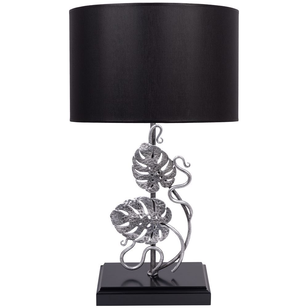 Настольная лампа Monstera Deliciosa (Монстера) Черный Античное серебро с абажуром Vintage Черный