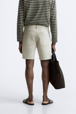 ZARA ЦВЕТНЫЕ ДЖИНСОВЫЕ ШОРТЫ, ПЕСОЧНЫЙ