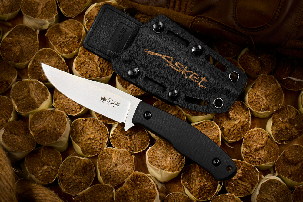 Туристический нож Asket AUS-10Co (Cryo) StoneWash Kydex