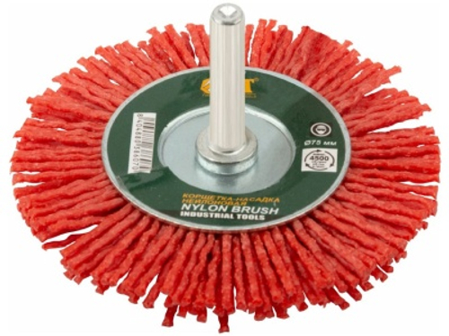 Корщетка-колесо нейлоновая со штифтом 75мм