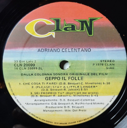 Винтажная виниловая пластинка LP Adriano Celentano Geppo Il Folle (Italy 1978) Hello America