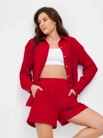 Костюм - пижама с шортами из муслина домашний оверсайз