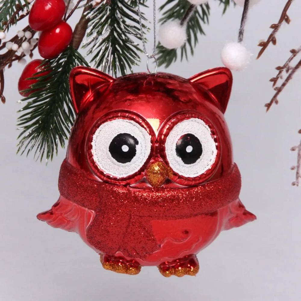 Ёлочная игрушка «Мудрая сова» 10*5*10 см, красный