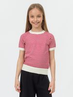 Джемпер для девочки с коротким рукавом AT996 молочный-красный