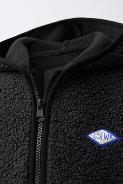 ZARA КУРТКА ИЗ ИСКУССТВЕННОЙ ОВЧИНЫ С КАПЮШОНОМ, ТЕМНЫЙ АНТРАЦИТ